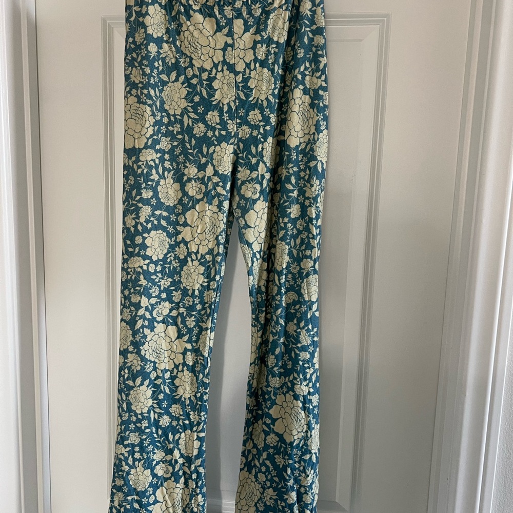 Novella Royale Teal and Cream Floral Pants- Janis Bell